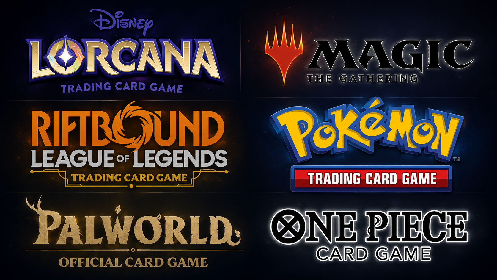 Featured trading card game logo collage